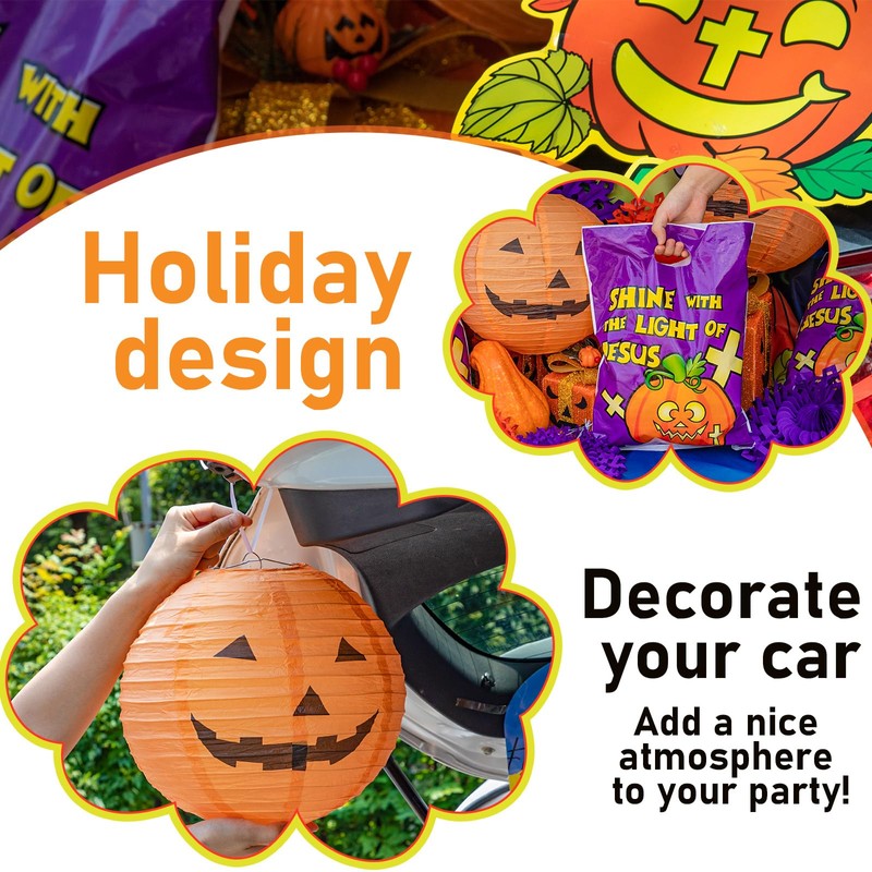 Preboun 83 Pcs Halloween Christian Pumpkin Trunk or Treat Car