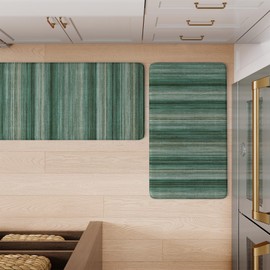 LEEVAN Anti Fatigue Mats for Kitchen Floor Non-Slip, Cushioned Kitchen Mats for Floor 2 Piece, Dark Green Memory Foam Kitchen Mat Set, Waterproof Ergonomic Standing Mat for Bar, Office,Desk, Laundry