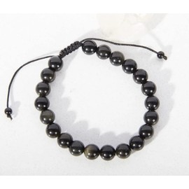 RICHARD-911 Pulsera Brazalete De Obsidiana Piedra Natural Ajustable Regalo Pareja Hombre Mujer Esclava