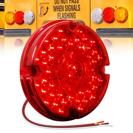 TRUE MODS 7" Round 47-LED Stop Brake Tail Light For School Bus Transit Vehicle Refuse Hauler [DOT FMVSS-108] [SAE AI6P2S2(3) T] [TBT Turn/Brake/Tail Signal Function] [9-16V DC] Trailer Truck - RED