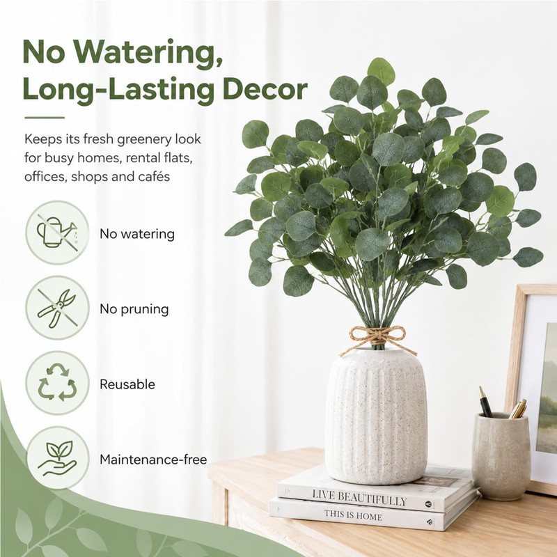 Artificial Eucalyptus Stems 6 Pcs, 90cm Fake Eucalyptus Stems and
