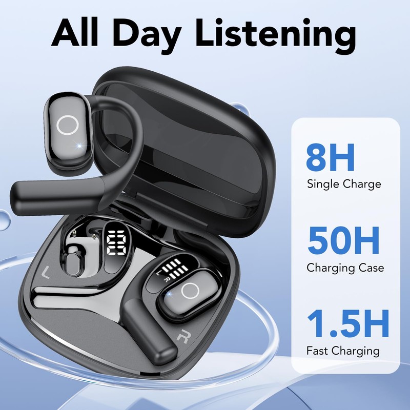 Open Ear Earbuds, Wireless Bluetooth 5.4 Ear Buds with Big