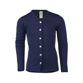 Engel Natur Childrens Wool & Silk Cardigan, navy