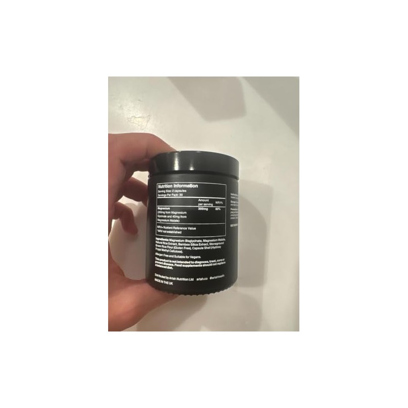 ARTAH Magnesium Glycinate & Malate Capsules, Unflavoured, 60 Count