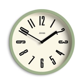 JONES CLOCKS® Hot Tub wall Clock | Small Retro Round Clock | 8 inch | Pale Green | Easy to Read Numbers | Ideal for Kitchen, Office, Kid’s Room, Large or Small Space