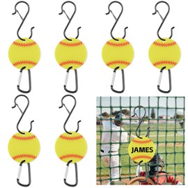 6 Pcs Softball Bag Fence Hooks, Bag Clip for Fence, Metal Backpack Hook, Sports Fence Hook with Acrylic Board, Fence Hooks for Hanging Softball Bags, Water Bottles and Hats