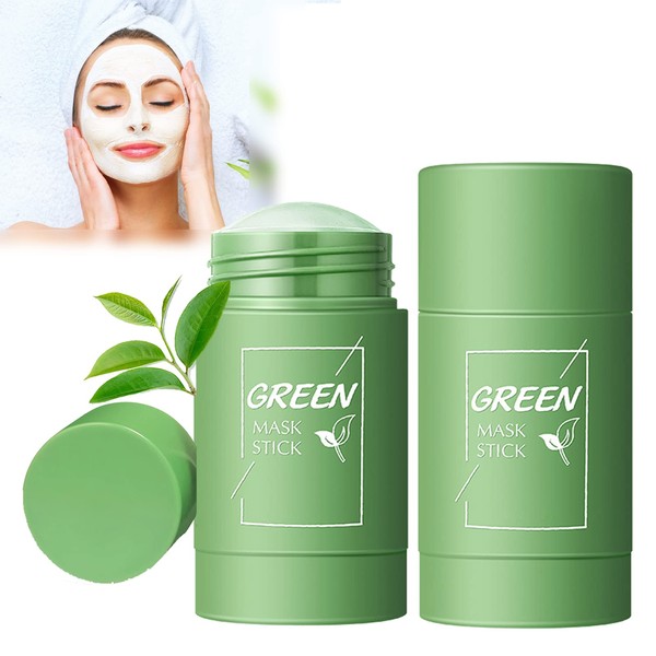 2 Pack Green Mask Stick Probuk Purifying Clay Mask with Green Tea, Green Tea Deep Cleaning Mask Stick for Removing Blackheads, Adjusting Water Oil in Balance, Shrink Pores