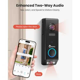 CAMSTRO Doorbell Camera Wireless, 2K Dual Lens Video Doorbell with Chime, Outdoor Security Cemera with AI Smart Human Detection, 2-Way Audio,Voice Changer, Night Vision, Compatible with Alexa