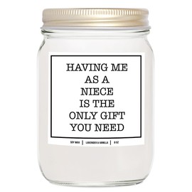 You Nique Designs Having Me as a Niece 8oz Candles for Aunt Birthday Present, Mother's Day Gift Ideas for Aunt - Cool Aunt Gifts - Auntie Gift Ideas (Lavender & Vanilla)