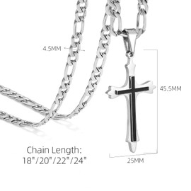 CaptainSteeL Cross Necklace for Men and Women-Gold/Silver Stainless Steel Double layer Cross Pendant Necklace for Men,18-24inchs,Gifts with Flannel Bag