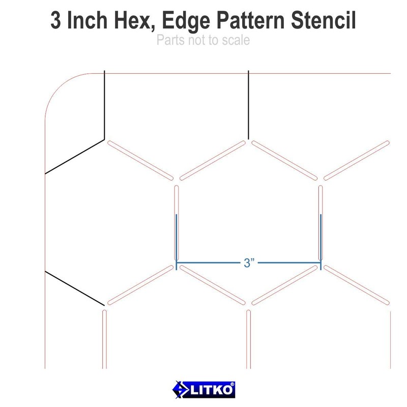LITKO 3-inch Hex Grid Stencil, Edge Pattern
