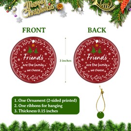 Friend Christmas Ornaments Gifts for Women Men, 3" Ceramic Christmas Tree Friendship Ornaments Decorations Gifts for Friends Coworkers Bestie Sister, Best Friend Birthday Gifts Xmas Decoracion Gift