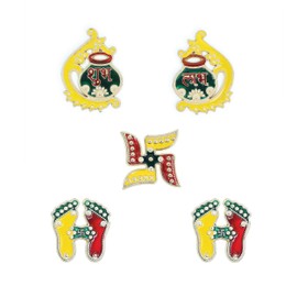 Kalash Diwali Shubh Labh with Laxmi Charan Paduka Feet Pagala Diwali Door Rangoli Floor Decorations Table Decoration Studded Stones Sequins Traditional Festive Home Door Floor Décor