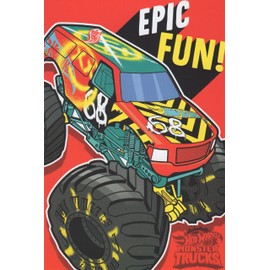 Heartline Hot Wheels Monster Trucks Happy Birthday Card - EPIC! FUN! Shift Into High Gear and Celebrate BIG. HAPPY BIRTHDAY
