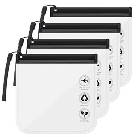 KOOSREEL Clear Travel Toiletries Bag, 4 Pack 20 x 20cm Airport Liquid Bags TSA Approved Toiletry Bag, Travel Essentials PVC Waterproof Cosmetic Clear Makeup Bag for Women and Men