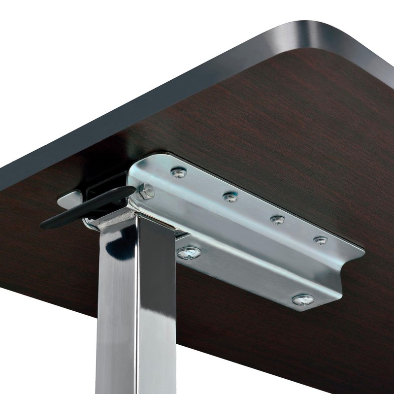 Global Industrial Mobile Overbed Table with H-Base, Walnut Laminate Tabletop