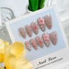 Pink Flower Press on Nails Medium Almond 3D Fake Nails