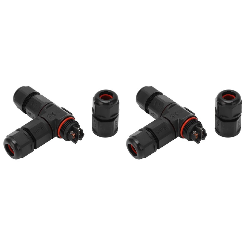 2 Pcs Tee Wire Connectors IP68 Waterproof 2 Pin 3