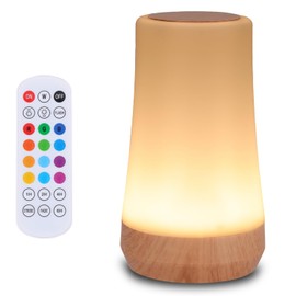 OORUN Touch Bedside Table Lamp,13 RGB Colors & 5 Brightness, USB Rechargeable Desk Lamp, Remote Control Dimmable Light with RGB Color Changing,Portable Lamp for Baby (F9)