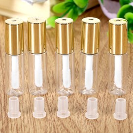 Pack of 10 1.2ml rippugurosutyu-bu Galore Bottle Refill Plug Inside and with Golden Lid Cosmetic Storage Travel Supplies