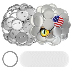 100 Sets 3 inch Button Maker Supplies, 75mm Button Supplies Blank Badge Parts Includes Metal Covers, Metal Backs& Clear Film, Round Badge Blank Buttons Pins，Compatible with Button Maker Machine