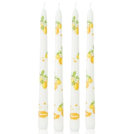 Ivory Taper Candle 10 Inch Candlesticks Unscented Dripless Yellow Lemon Tapered Candle Set for Lemon Decor Wedding Party Dinner Candles, 4 Pack