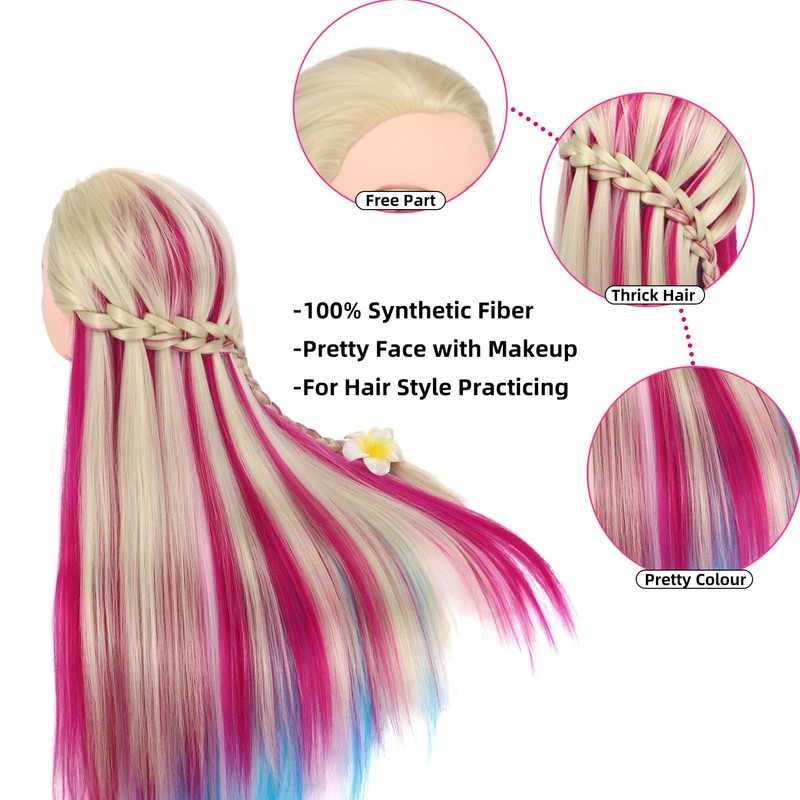 Mannequin Head with Hair, 29'' Training Head Braiding Doll Head