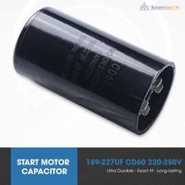 CD60 Round Motor Start Capacitor 50/60 Hz AC Electric Motor Universal Fit for AC Motor Run or Fan Start and Cool or Heat Pump Air (220-250 VAC, 189-227 uf/MFD)
