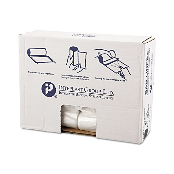 Inteplast Group VALH2433N8 High-Density Can Liner, 24 x 31, 16gal, 8mic, Clear, 50/Roll, 20 Rolls/Carton