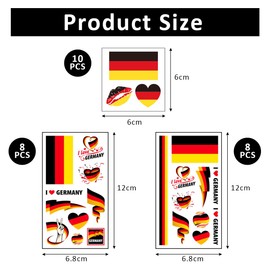 Germany Flag Tattoo Stickers, 26 Sheets Germany Fan Item, Euro Stickers, Waterproof Face Temporary Tattoos Stickers for World Cup 2024 Party Decorations, Olympic Party Decoration