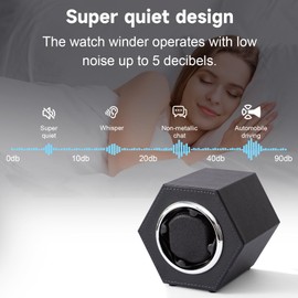 Automatic Single Watch Winder with Japanese Quiet Motor, PU Watch Winder for Women's and Men's for Birthday, Anniversary, Valentine's Day, Black