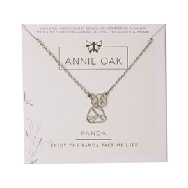 Annie Oak Womens 316L Stainless Steel 925 Silver Geometric Panda Princess Length Necklace