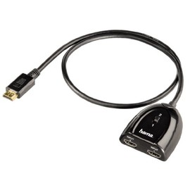 Hama HDMI Switch 2x1 Video/AV Signals Toggle Gold-Plated Connectors Black