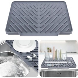 Silicone Dish Drying Mat for Kitchen Counter Essentials Wider Drain Spout