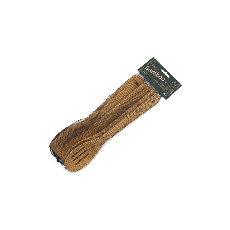 Lipper International 826 Bamboo Wood Kitchen Tools in Mesh Bag,