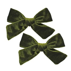 Vintage Velvet Bow Hair Clips for Baby Girl Kids Women Fall Velvet Christmas Hair Bows Barrettes Accessories (2 pcs Olive)