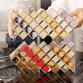 YCWF Lipstick Organizer,56 Lip Slots Acrylic Lipstick Holder,Stackable Lip Gloss Organizer,for Lipgloss Makeup Vanity Display, Clear (2 Pack)