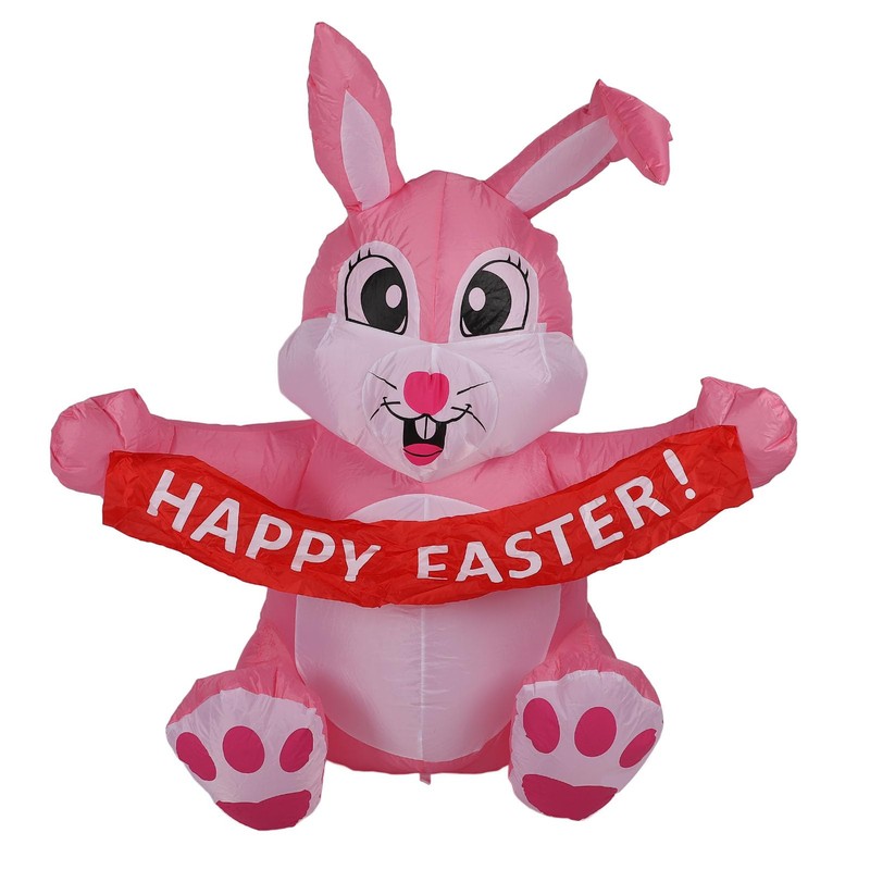 Easter Inflatable Yard Decoration 4.9ft Easter Inflatable Bunny Happy Easter