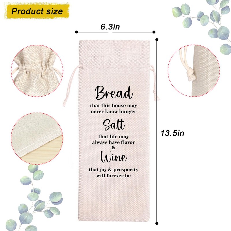 Maydvdv Hostess Gifts Wine Bag, Housewarming gift, Bread Salt Home
