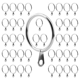 JAPCHET 50 Pack 30mm Silver Metal Curtain Rings, Curtain Pole Rings for Curtain Rods, Shower Curtains, Drapery