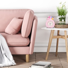 Lafocuse Unicorn Alarm Clock Girls, Children's Alarm Clock Silent with Night Light, Double Bell Alarm Clock, Analogue Alarm Clock, Pink, No Ticking for Bedside Table, Children's Room, 10 cm