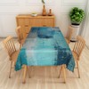Leyiyi Oil Painting Rectangle Tablecloth Teal Grey Waterproof Tablecloth Modern