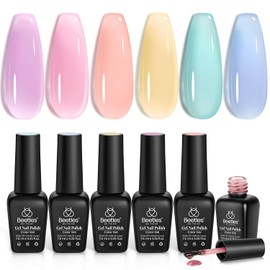 beetles Gel Polish beetles Gel Polish Nail Set 6 Colors Pink Blue Purple Jelly Spring Pastel Gel Nail Polish Candy Sweet Colors Collection Nail Art Design Gifts for Women