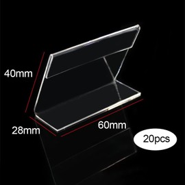 Plastic Price Holders, 20 Pieces Clear Label Holder, Acrylic Label Holder, Price Tag Holder, Mini Card Holder, Transparent Price Tag Holder (6 x 4 cm)