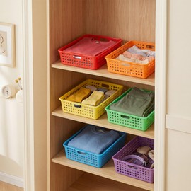 6 Pack Classroom Paper Basket, A4 Organizing Boho Trays for Teachers Students, Fun Turn-in Bins, Classroom Storage Plastic Organizer Holder for Office Desk Room Trays