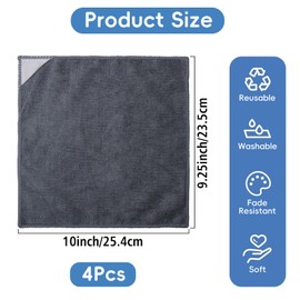 GoClimber 4 Pack Magnetic Microfiber Cleaning Cloth, Dry Erase Erasers Cleaner for Whiteboards, Blackboards, Chalkboards, Glassboards, Home, Office, School, Gray, 10'' x 9.25''