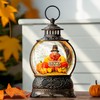 Fall Snow Globe Lantern with Autumn Turkey and Pumpkins Thanksgiving