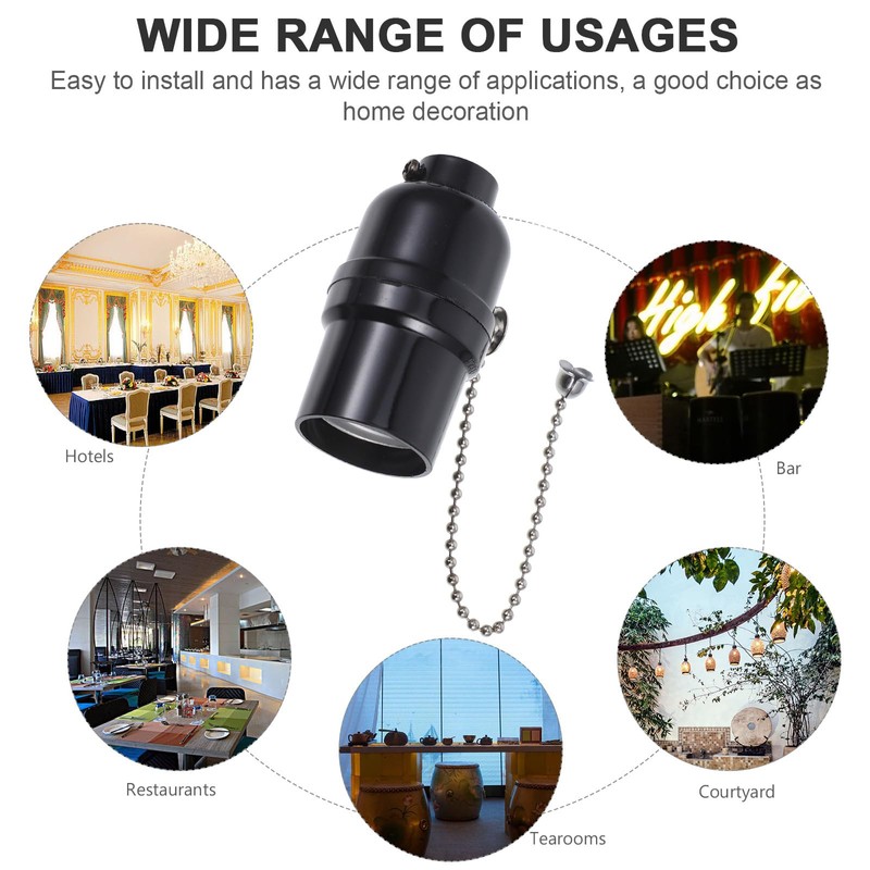 HOMSFOU E27 Lamp Holder with Drawstring - Change Pull Chain,