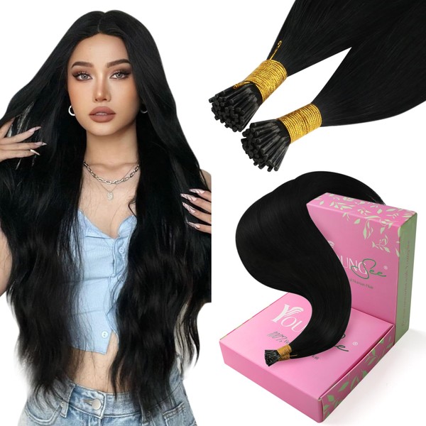 YoungSee Itip Human Hair Extensions Black 18In I Tip Extensions