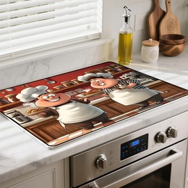 BSFHH Heat-Resistant Glass Stove Top Cover with Anti-Slip Rubber Coating – Electric Stove Protector, Scratch-Resistant, Expands Counter Space, Stylish Kitchen Decor (Cooks, 28.5"L x 20.5"W)